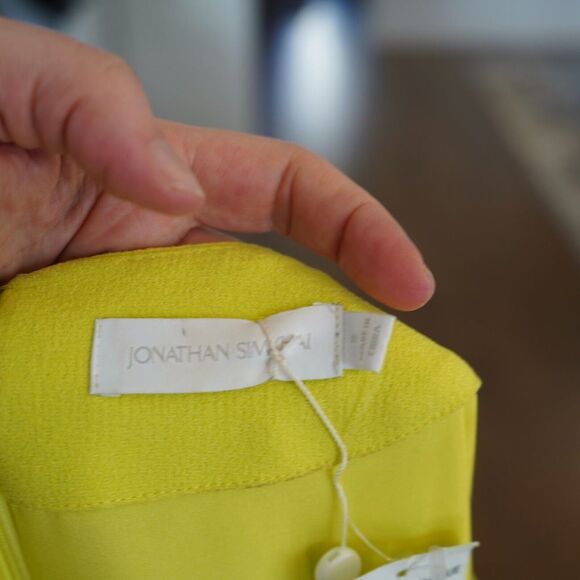 Jonathan Simkhai Kayleigh Cutout Crepe Mini Dress Lime Yellow Sz 2 NWT $495 - Picture 7 of 14